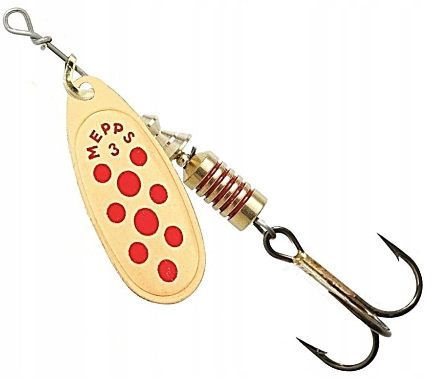 MEPPS COMET GOLD & RED DOTS No. 3 / 6.5g THE ORIGINAL PACKED WORLD'S #1 LURE