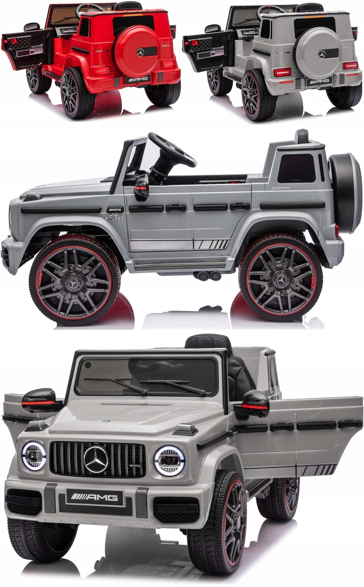 MERCEDES G63 4x4 180W LEATHER, EVA Auto Battery Operated, 12v 9ah, LED, Remote Control Color white black red