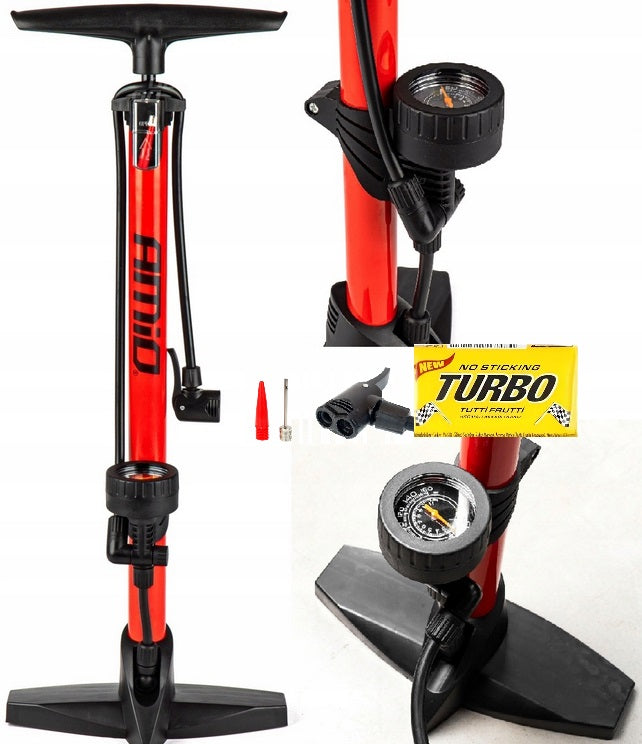METAL BICYCLE PUMP WITH MANUAL PRESSURE GAUGE FOR CAR BALL BIKE