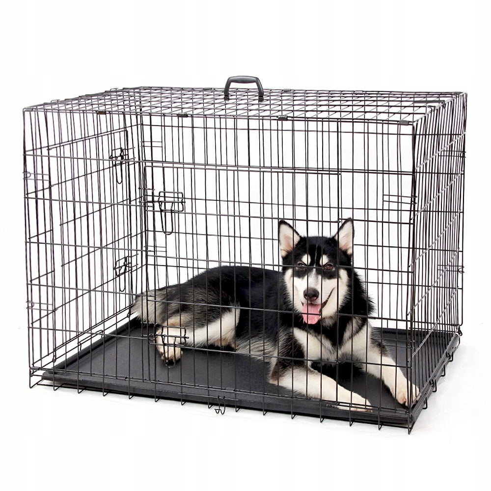 METAL CAGE KENNEL TRANSPORTER FOR DOG CAT ANIMALS XXL 107x71x79cm