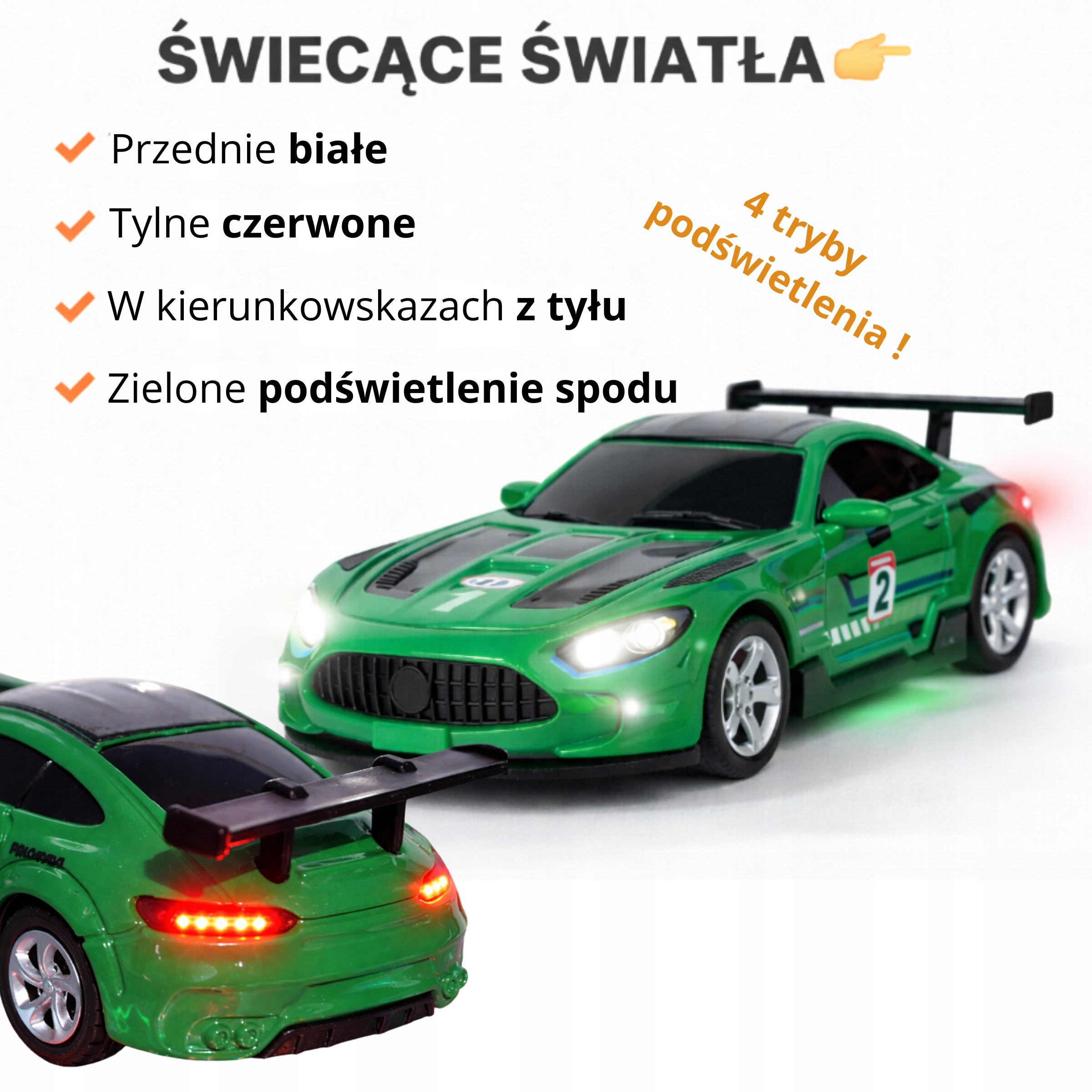 METAL CAR Remote Controlled MINI RC Auto 1:64 GREEN WITH LIGHT Brand QBI
