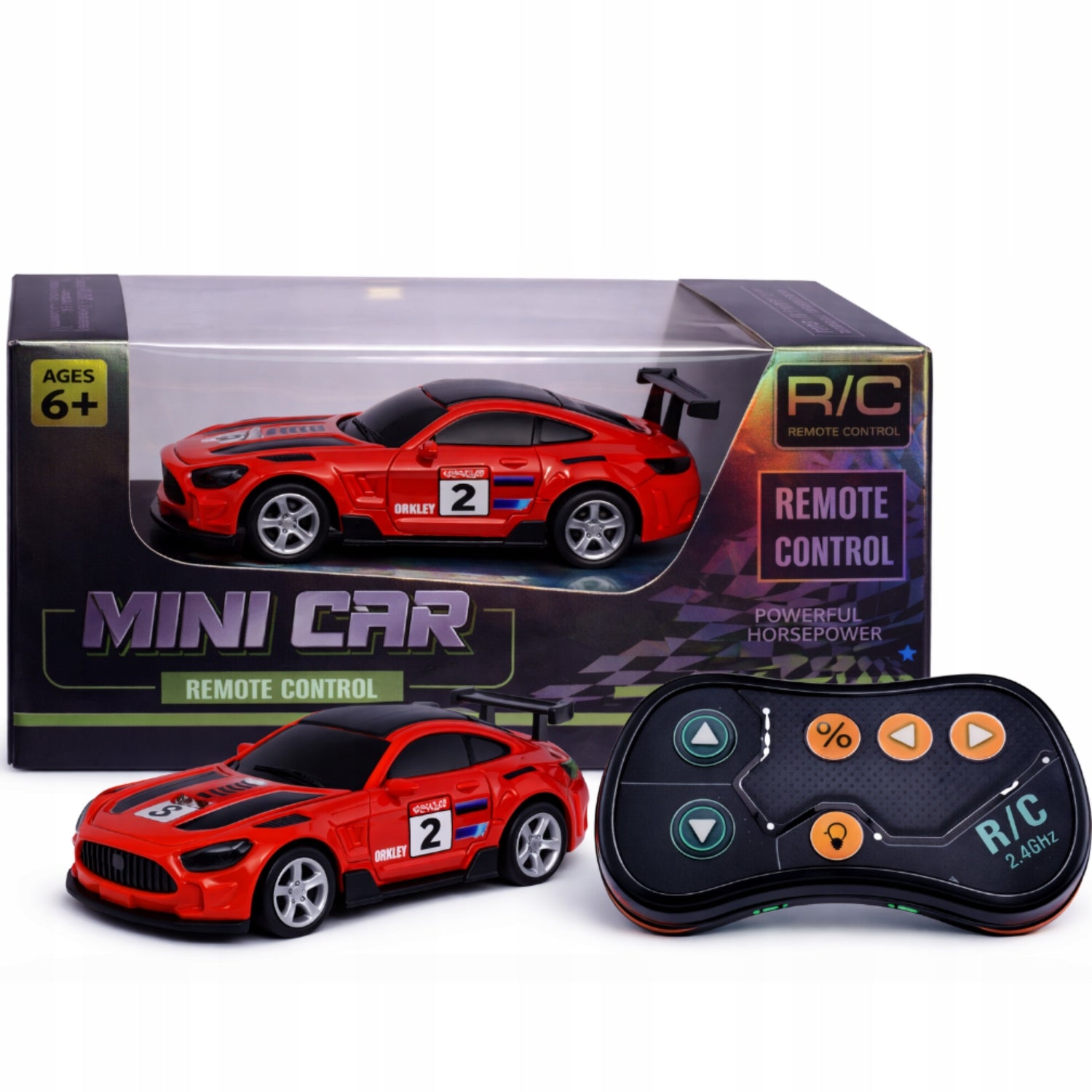 METAL CAR Remote Controlled MINI RC Auto 1:64 RED WITH LIGHT