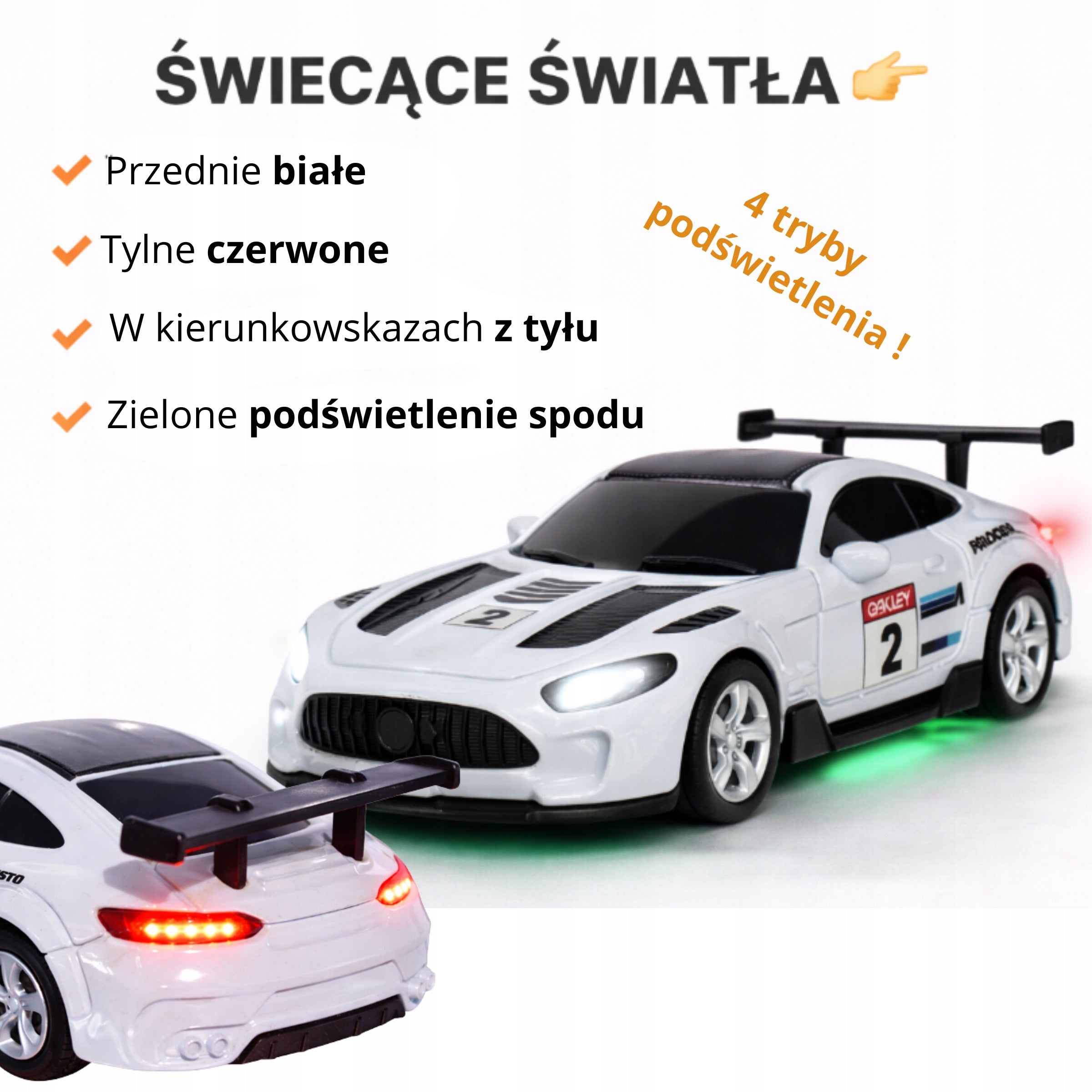 METAL CAR Remote Controlled MINI RC Auto 1:64 WHITE WITH LIGHT Brand QBI