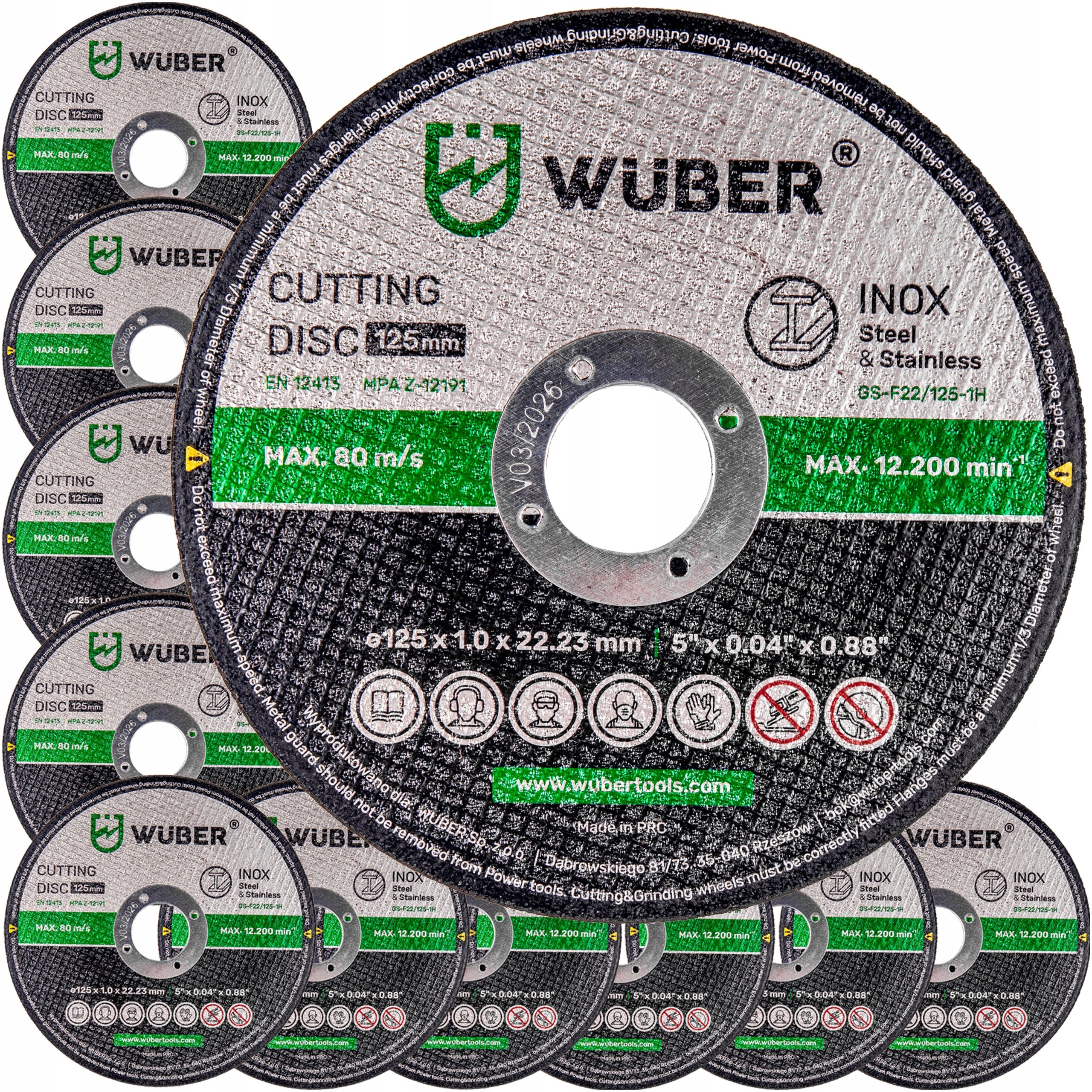 METAL CUTTING DISC 125x1,0 MM SET OF 10 PIECES