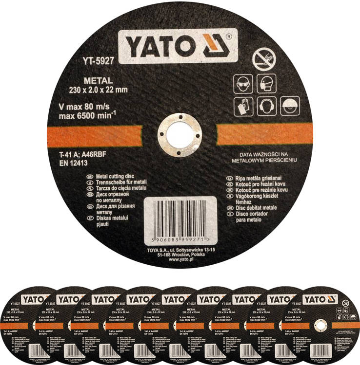 METAL CUTTING DISC 230X2,0X22 MM - 10 PIECES