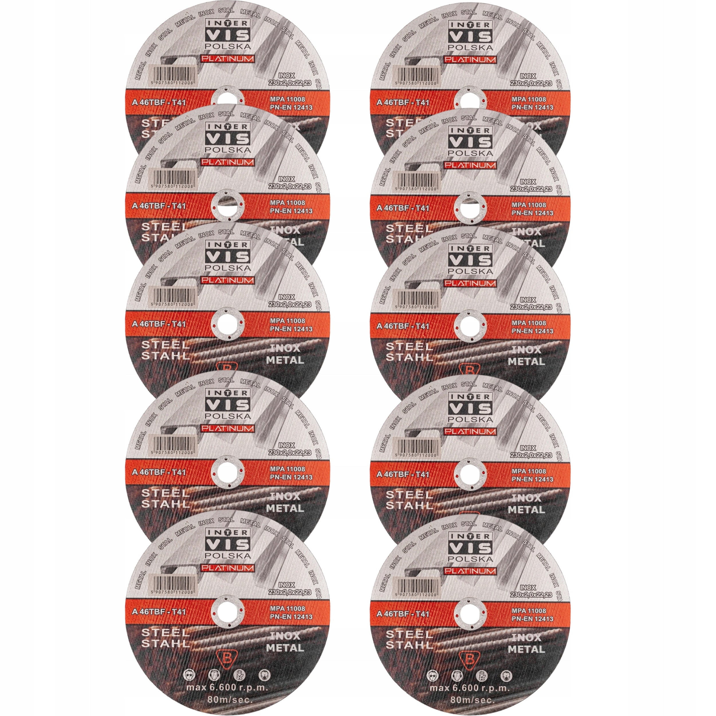 METAL CUTTING DISC 230x2 INOX STRONG 10 pcs Brand Inter-Vis