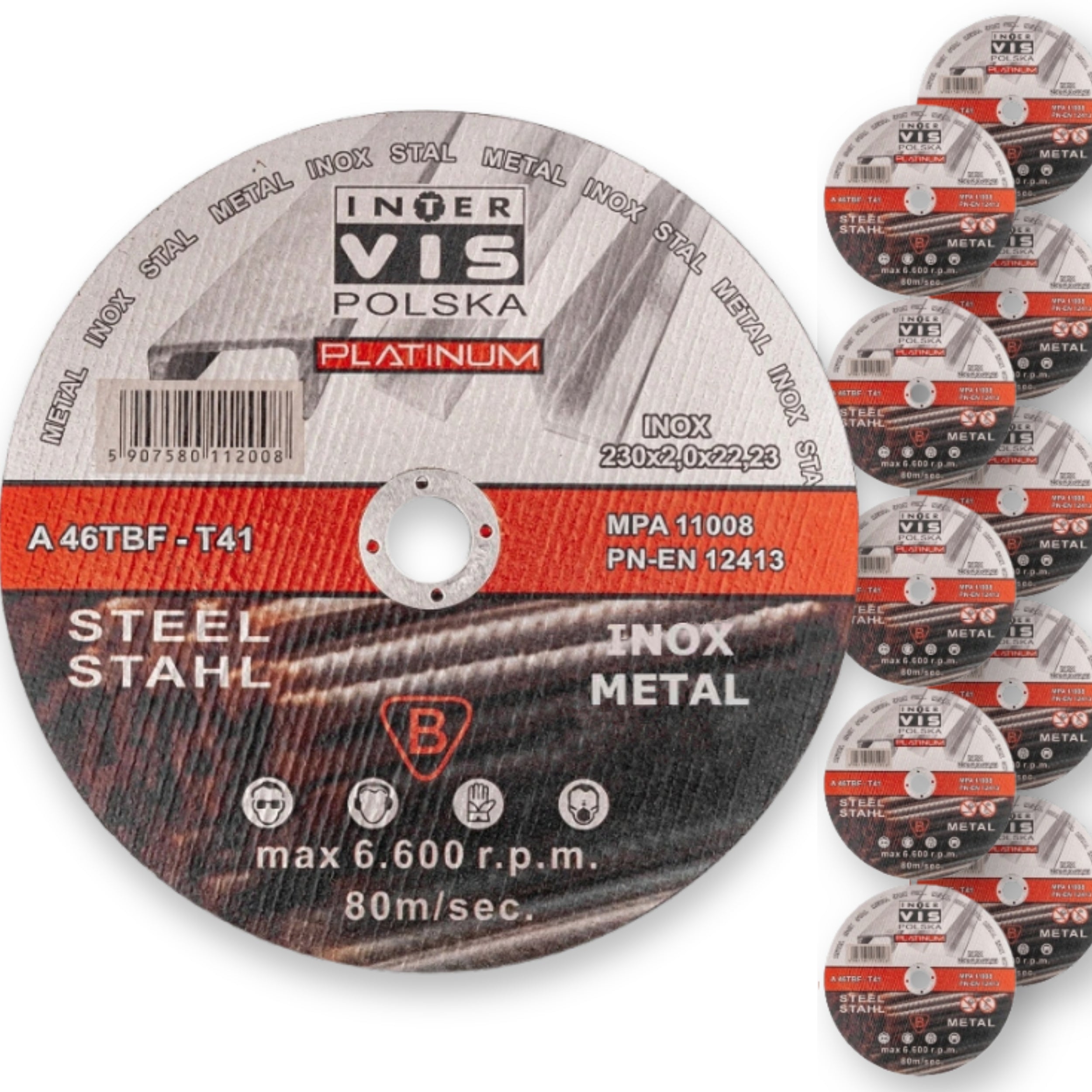 METAL CUTTING DISC 230x2 INOX STRONG 10 pcs Disc type cutting
