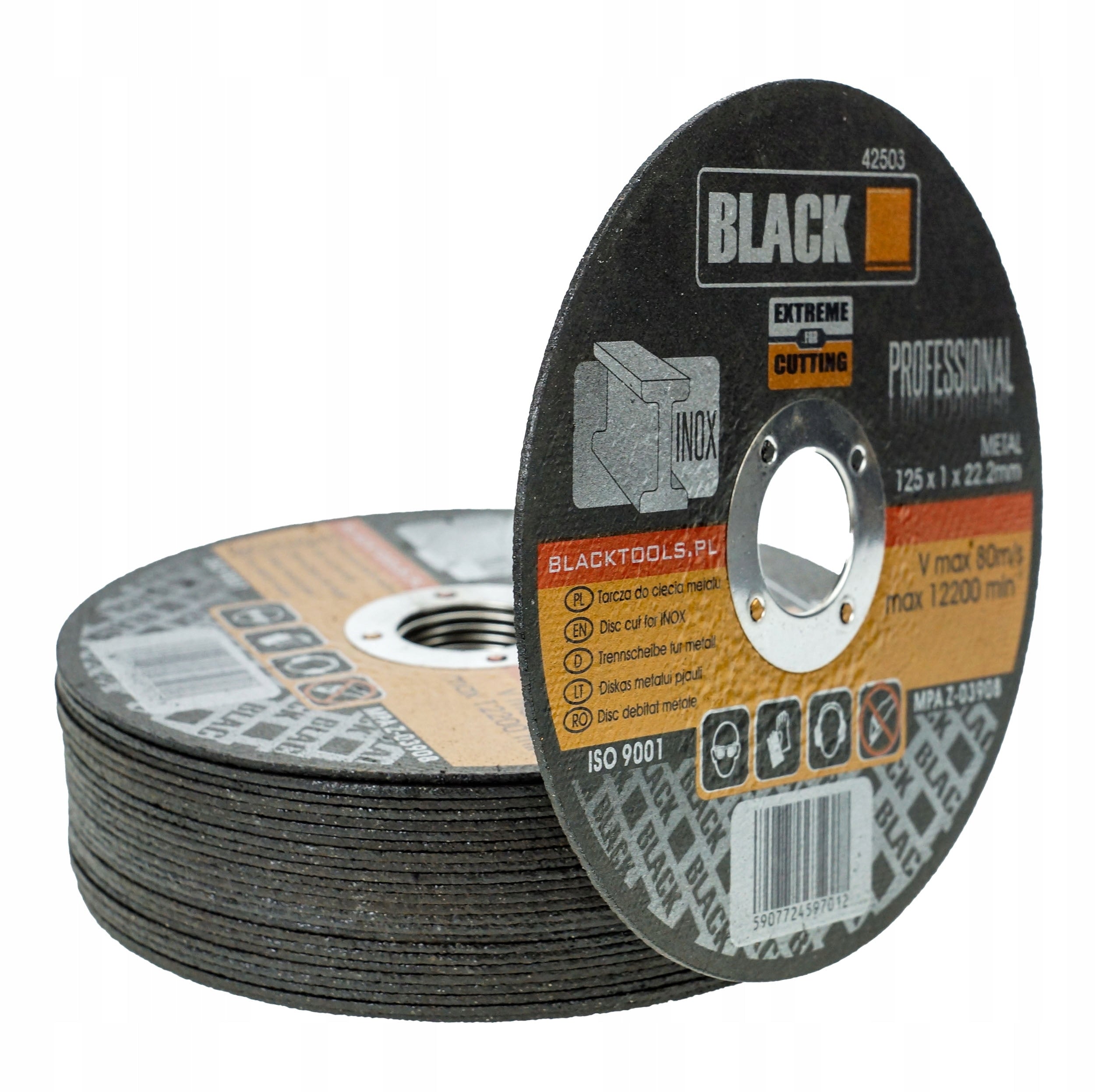 METAL CUTTING DISC STAINLESS STEEL 125x1 STRONG FLAT SET 50 PCS BLACK Manufacturer code ZESTAW201