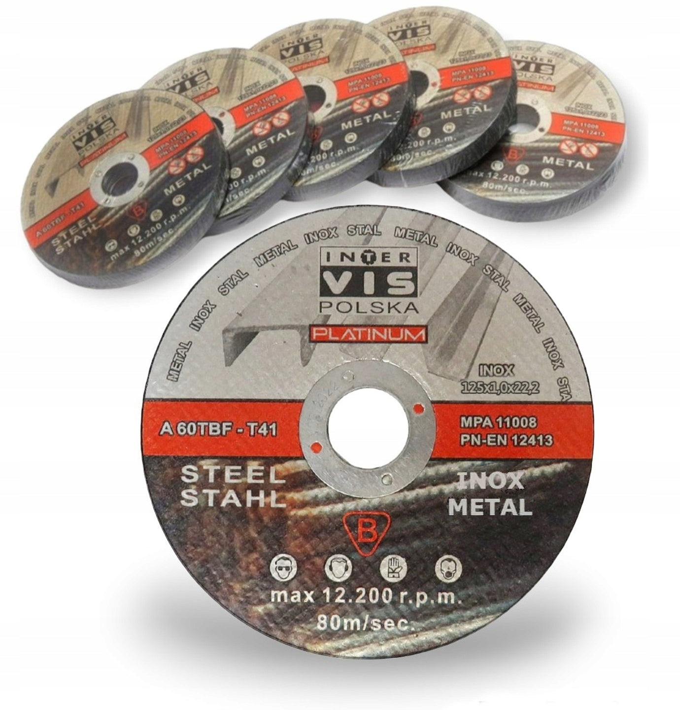METAL CUTTING DISC STEEL INOX 125x1 STRONG FLAT SET 50PCS Brand Inter VIS Polska