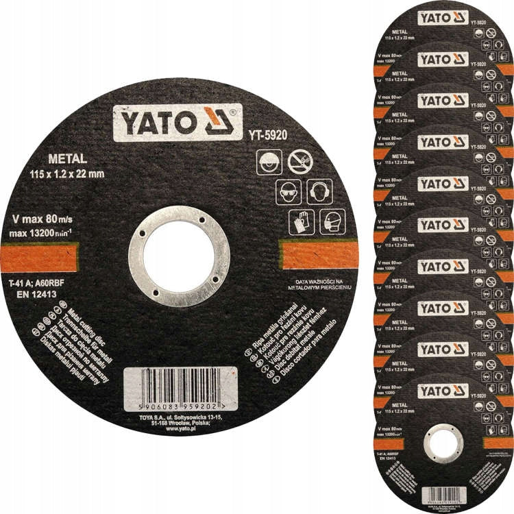 METAL CUTTING DISCS 115x1.2x22.2mm YATO 10 PCS