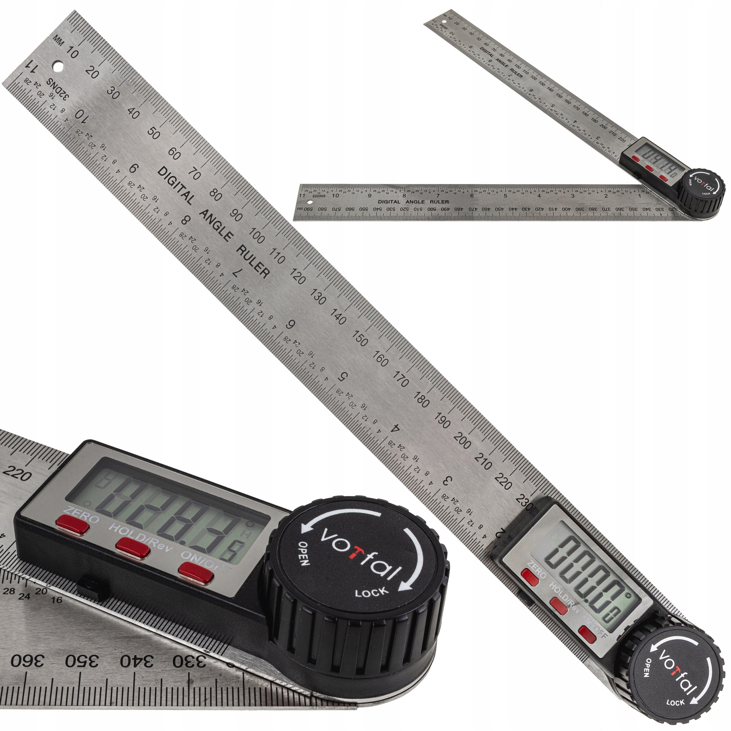 METAL DIGITAL ELECTRONIC PROTRACTOR WITH LCD SCREEN RULER 300 MM 360°