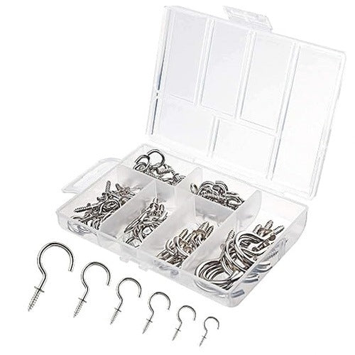 METAL HOOKS NICKEL PLATED SET OF 75 DIFFERENT SIZES FOR HOME
