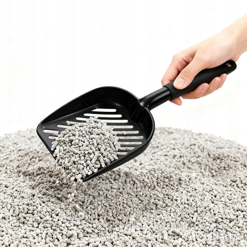 METAL LITTER BOX SPATULA STRONG BLACK LARGE CAT DUSTPAN Length 35 cm