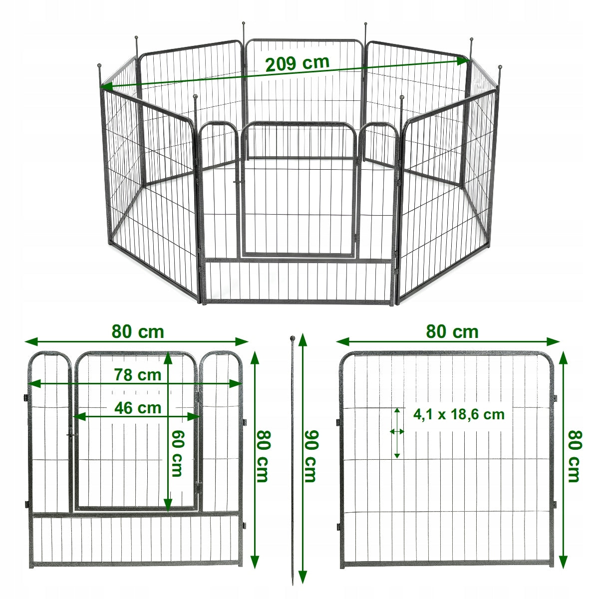 METAL PLAYPEN FOR RABBIT DOG FOR HOME 8 PANELS 80×80 CM ENCLOSURE Brand no brand