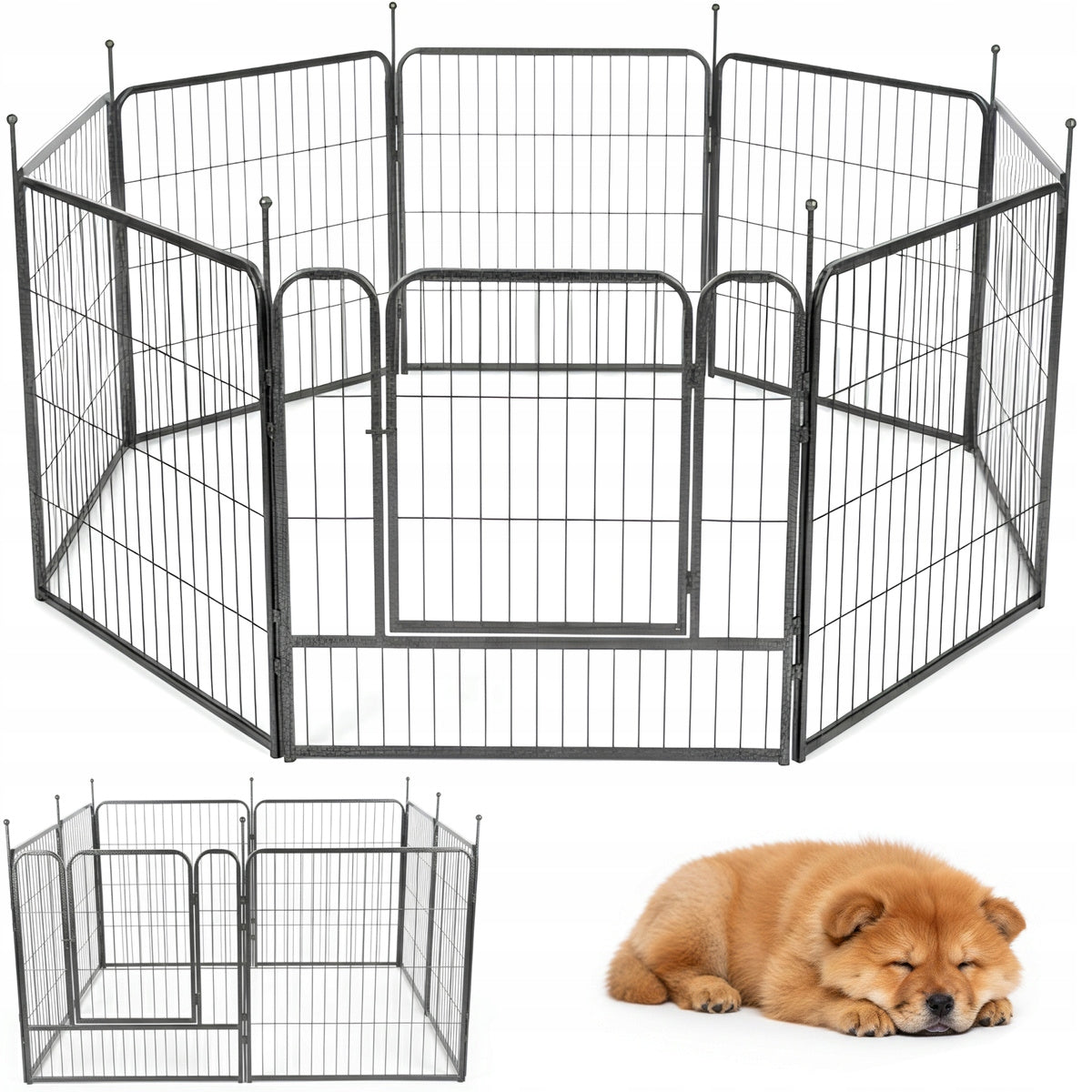 METAL PLAYPEN FOR RABBIT DOG FOR HOME 8 PANELS 80×80 CM ENCLOSURE