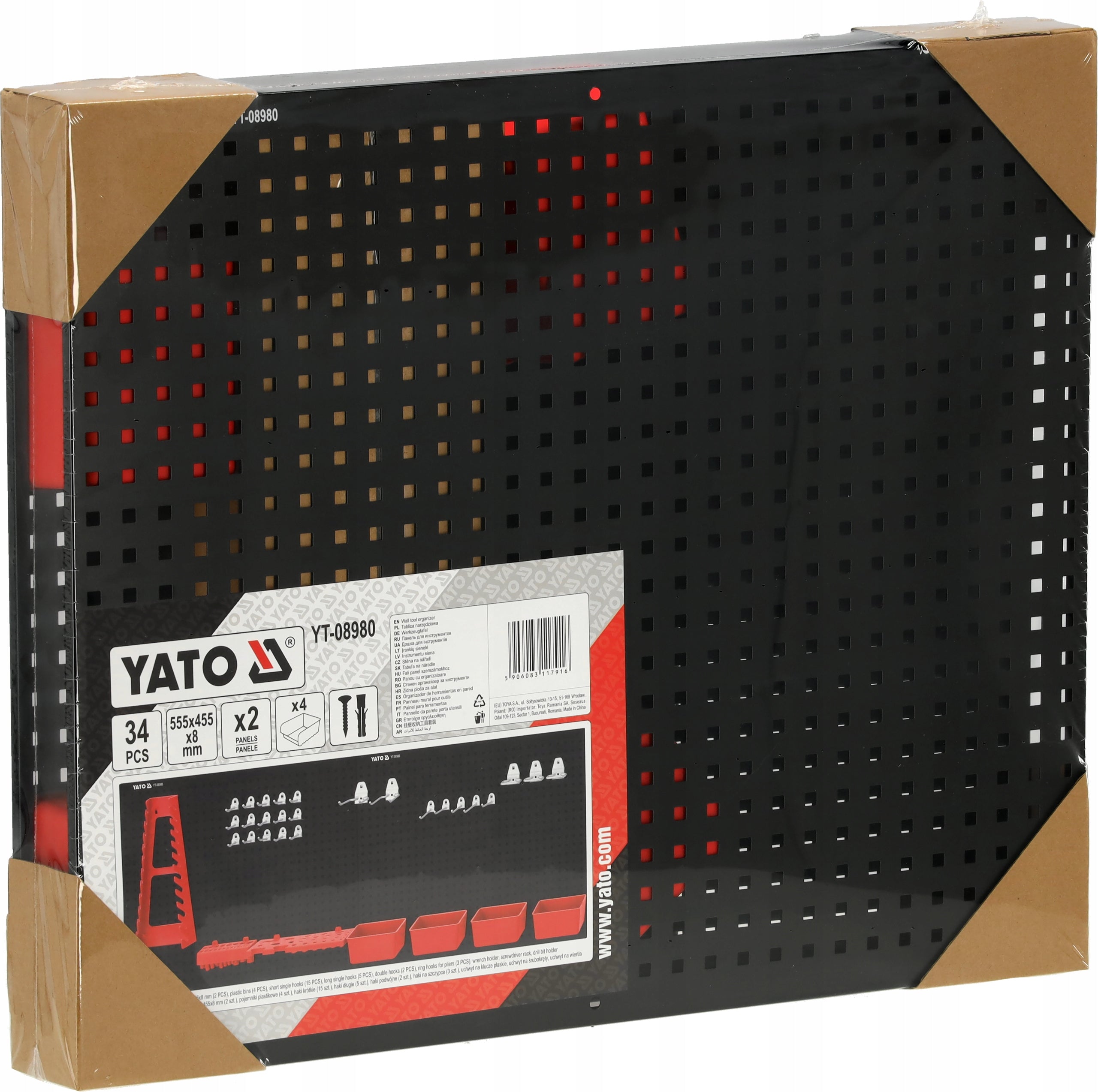 METAL TOOL BOARD WITH CONTAINERS AND HANDLES 34el. SET YATO Product height 45.5 cm