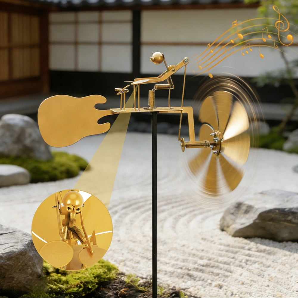METAL WINDMILL ROCK DRUMMER STEAMPUNK FOR GARDEN, TERRACE, BALCONY Product height 70 cm
