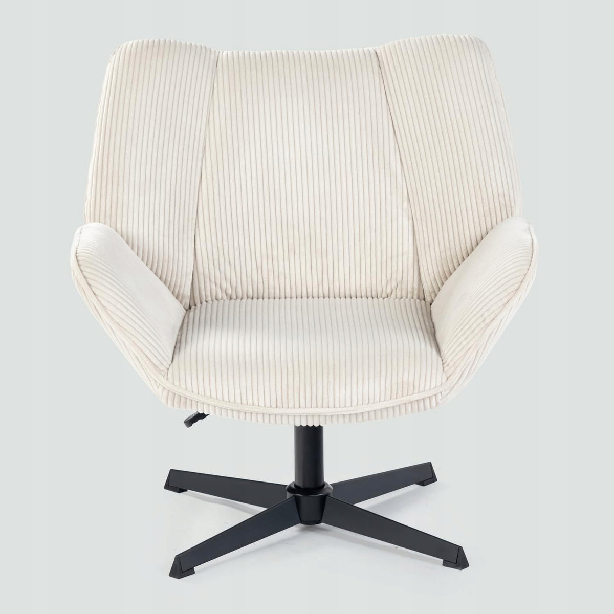 MEUBLE COSY Swivel Armchair Velvet Ribbed Thick Seat Beige