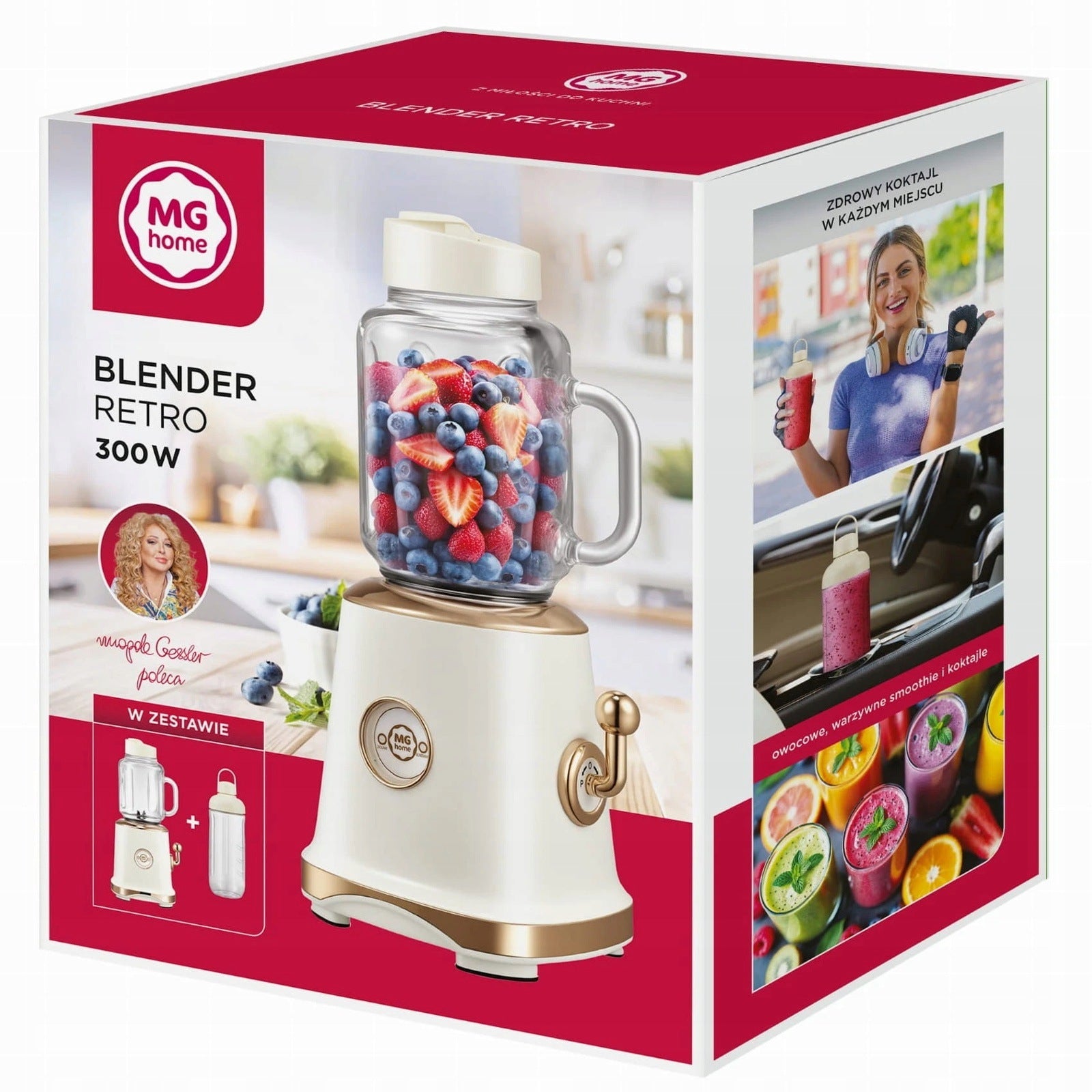 MG Home RETRO BLENDER 300W for SMOOTHIES, SHAKES, COCKTAILS, cream 600ml Brand MG Home