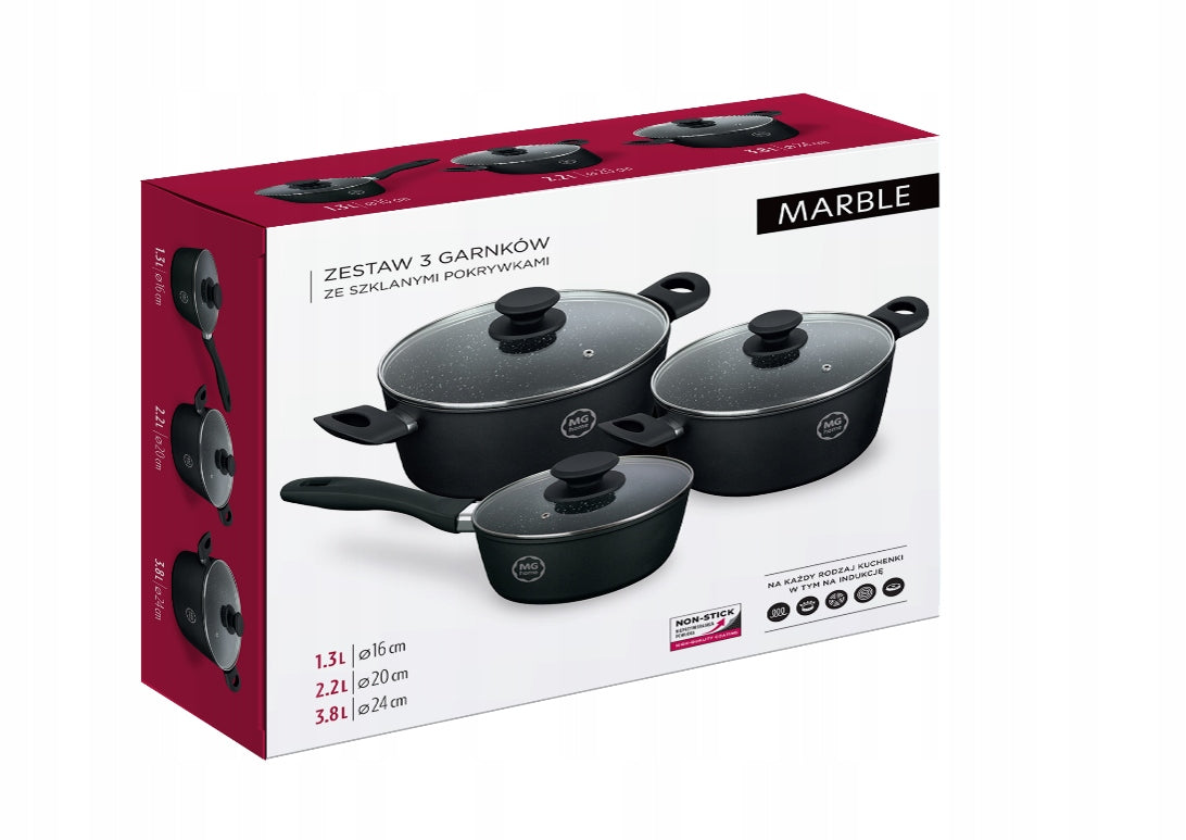 MG home MARBLE SET OF ALUMINUM POTS INDUCTION GAS 6 el. Manufacturer code 5903849207201