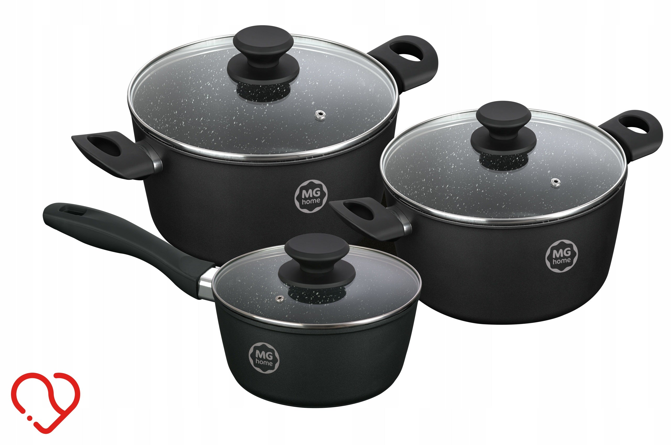 MG home MARBLE SET OF ALUMINUM POTS INDUCTION GAS 6 el.
