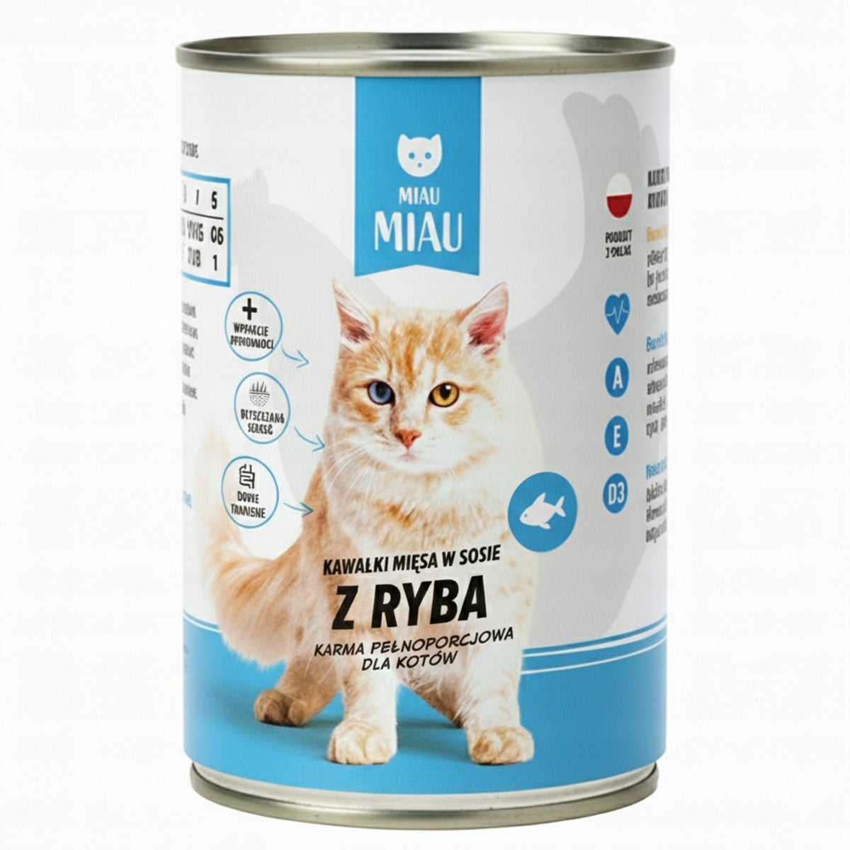 MIAU MIAU wet cat food Fish can 415g pieces in meat sauce