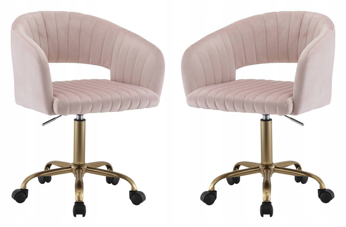 MICHEL Swivel Chair Pink Fabric Velvet Working Low Chair 120kg