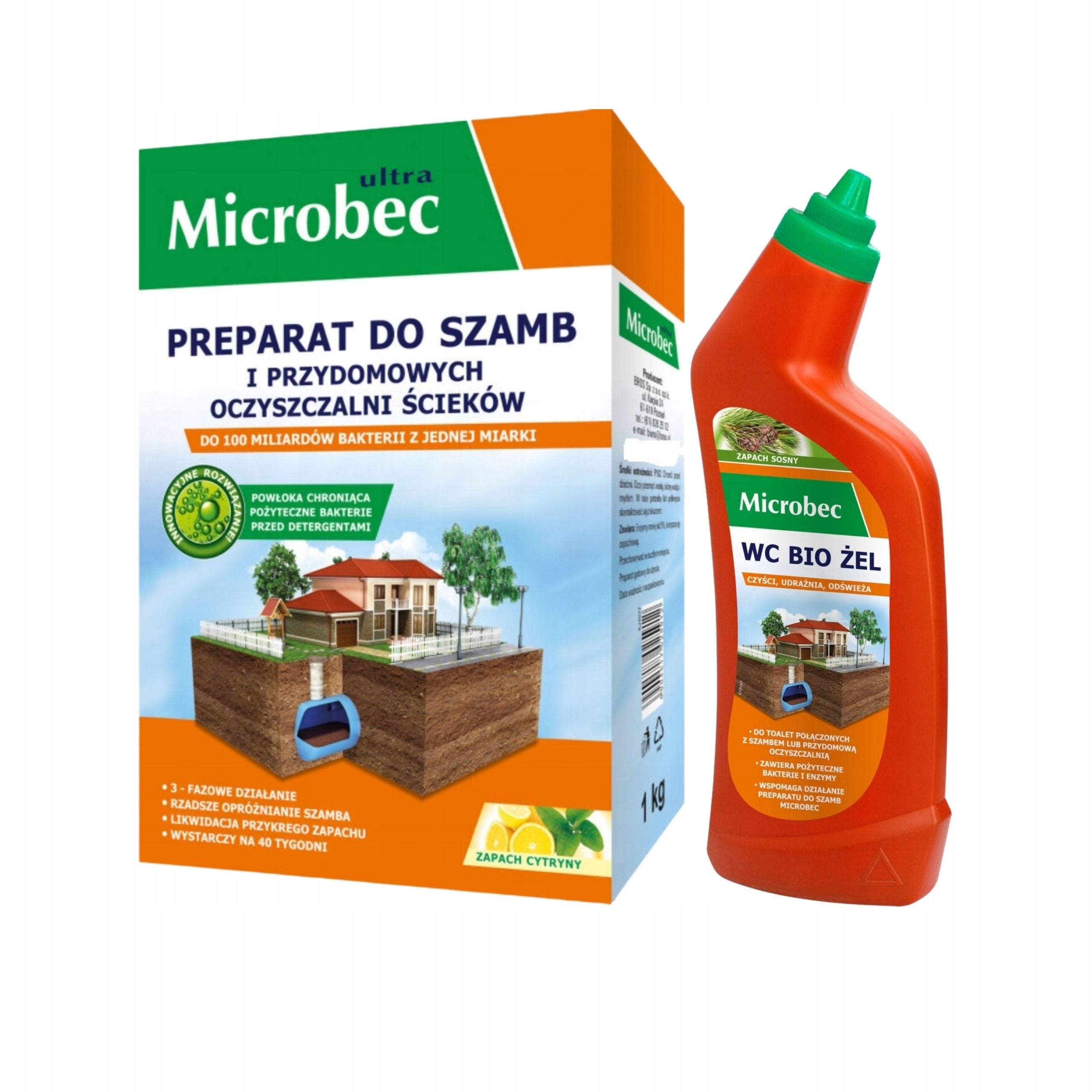 MICROBEC ULTRA BACTERIA FOR SEPTIC TANK 1KG LEMON SCENT + TOILET BIO GEL 500ML