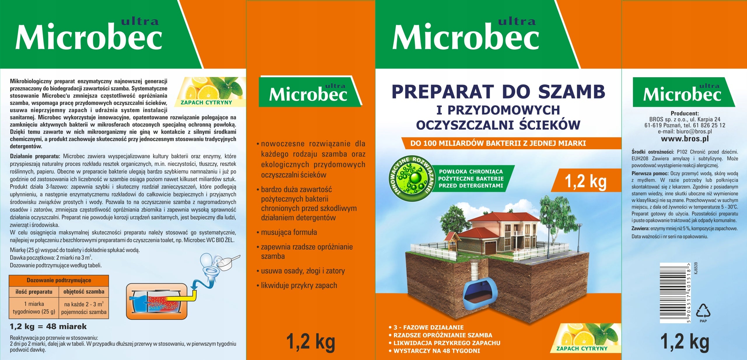MICROBEC ULTRA Preparation for septic tanks 1,2 kg – lemon scent - 2 PACK Manufacturer code 2085