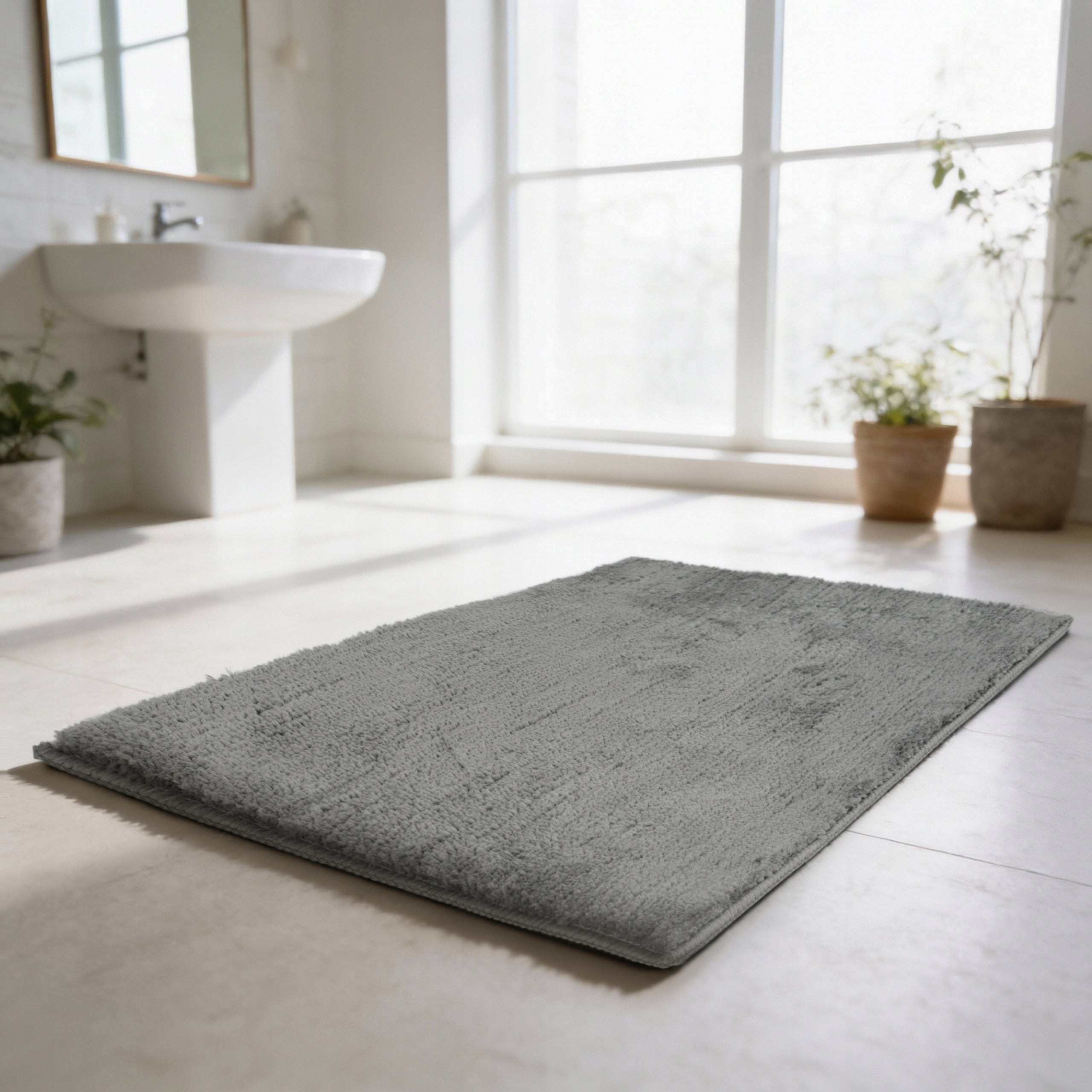 MICROFIBER BATHROOM RUG 60x40 GREY NON-SLIP ABSORBENT SOFT Manufacturer code ROD4087