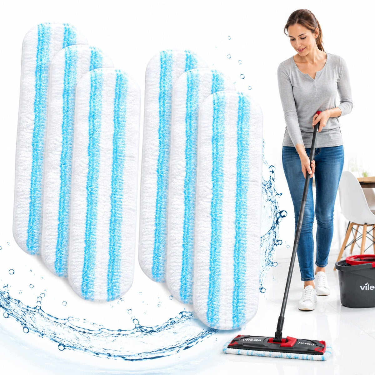 MICROFIBER MOP CARTRIDGES - 6 PIECES, COMPATIBLE WITH H2PRO