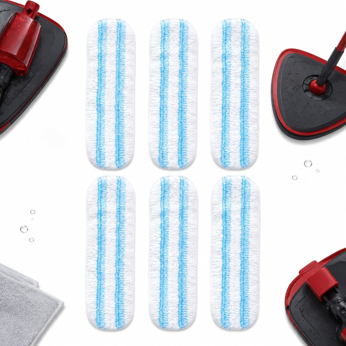 MICROFIBER MOP CLOTHS FOR H2PRO ROUNDED CORNERS 6 PIECES