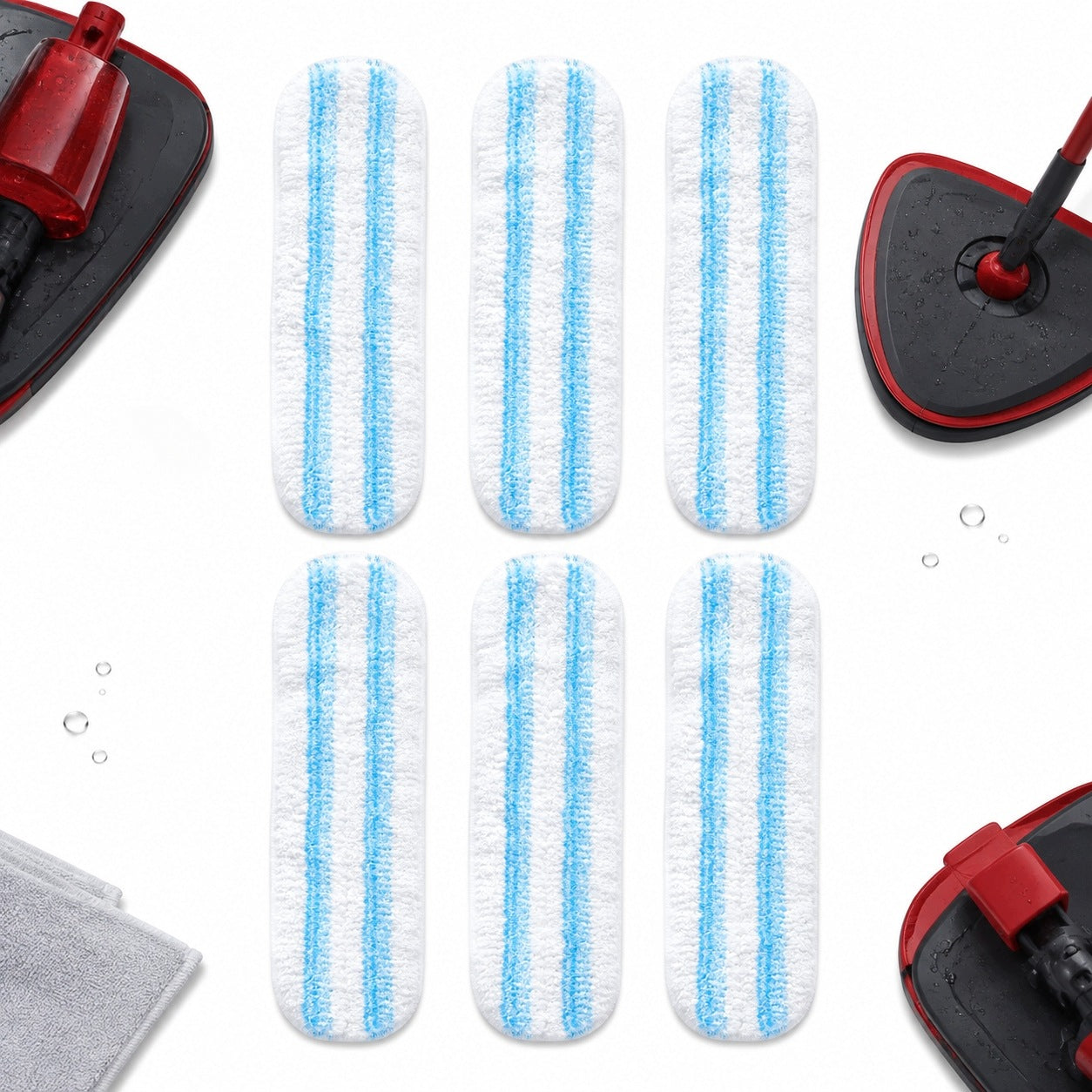 MICROFIBER MOP CLOTHS FOR H2PRO ROUNDED CORNERS 6 PIECES