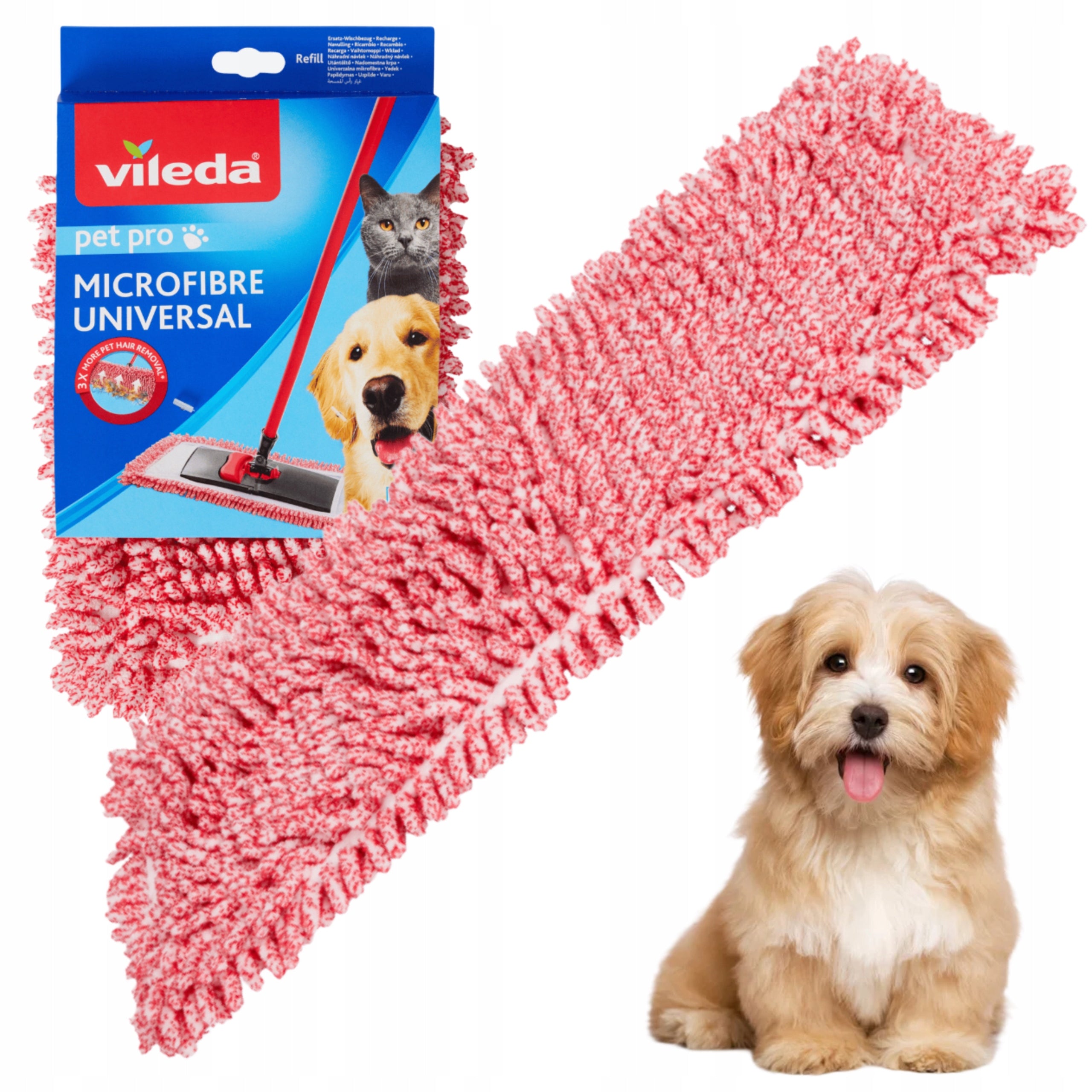 MICROFIBER Mop Cartridge FOR FLAT MOP VILEDA PET PRO REMOVES HAIR Manufacturer code SKUTECZNIE USUWA SMUGI ZABRUDZENIA WŁOSY