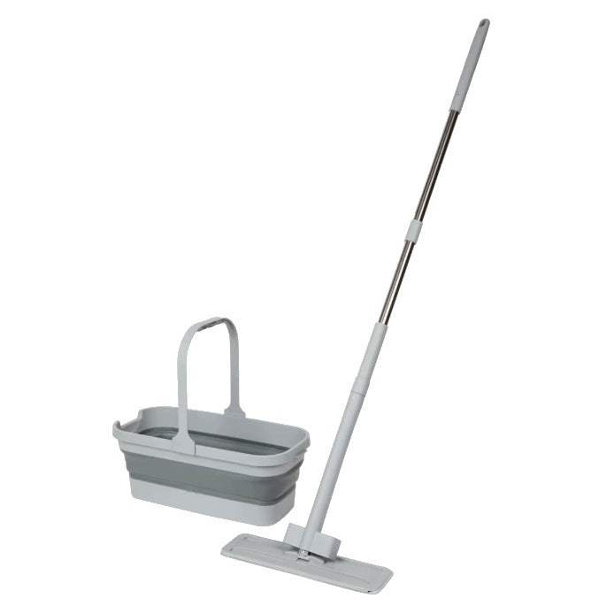 MICROFIBER ROTARY FLAT MOP SET WITH FOLDING BATHTUB BUCKET