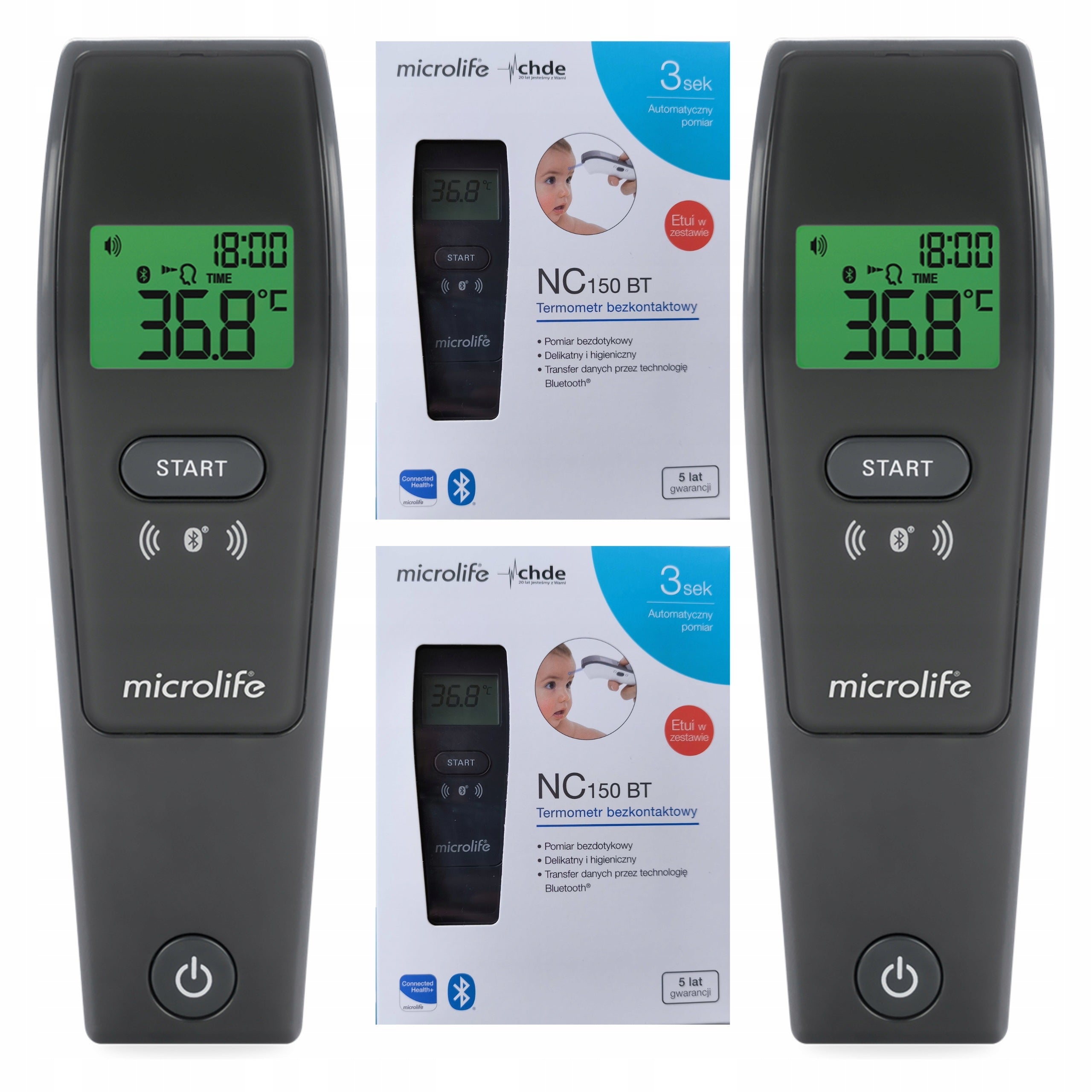 MICROLIFE NC 150 BT NON-CONTACT PROFESSIONAL THERMOMETER +ETUI