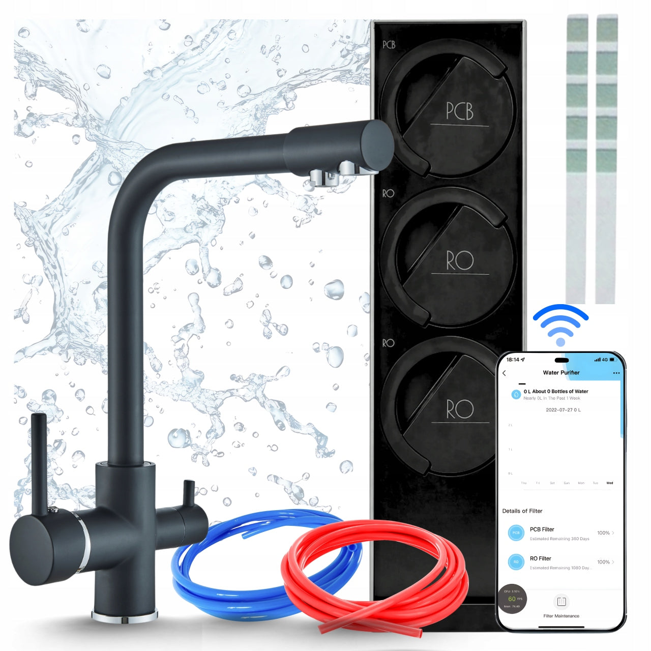MIDEA 800GPD SMART SINK WATER TREATMENT PLANT WITH PUMP AND THREE-WAY FAUCET
