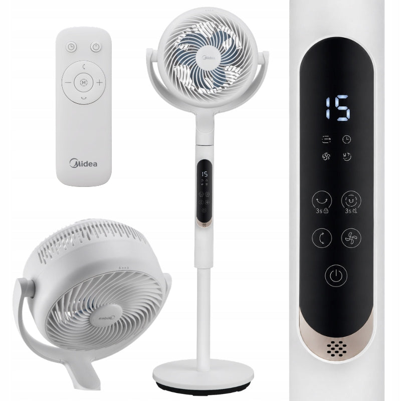 MIDEA STANDING FAN MFS242RDDW WHITE FLOOR FAN WITH REMOTE CONTROL QUIET