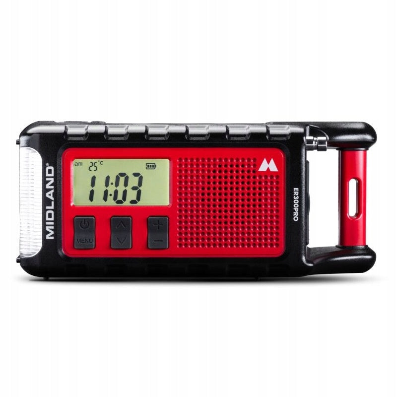 MIDLAND ER300 PRO SOLAR ALARM RADIO AM/FM POWERBANK 10000 DYNAMO USB-C