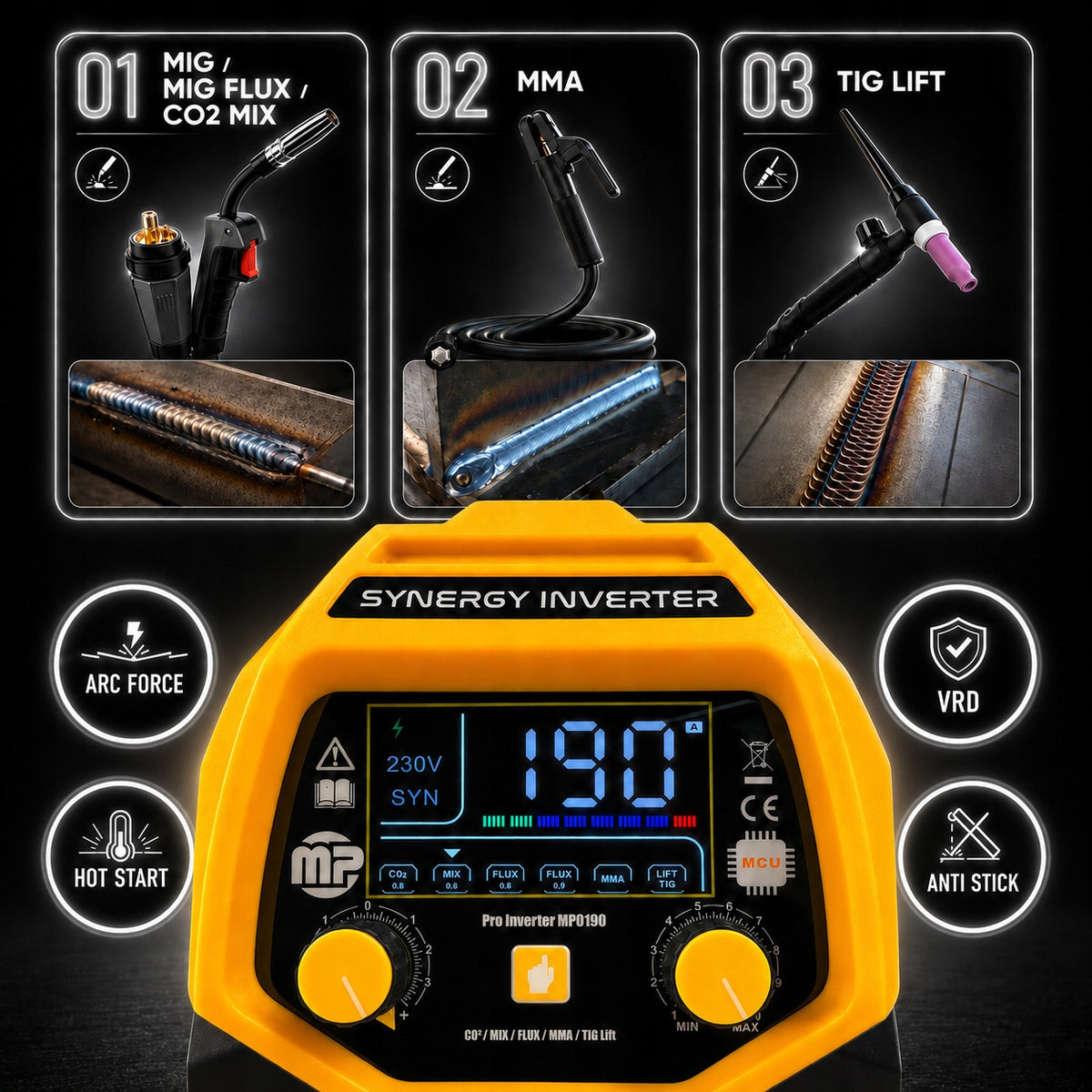 MIG Co2 semi-automatic inverter welder MP0190 SYNERGY MAJSTER MP Packaging status original
