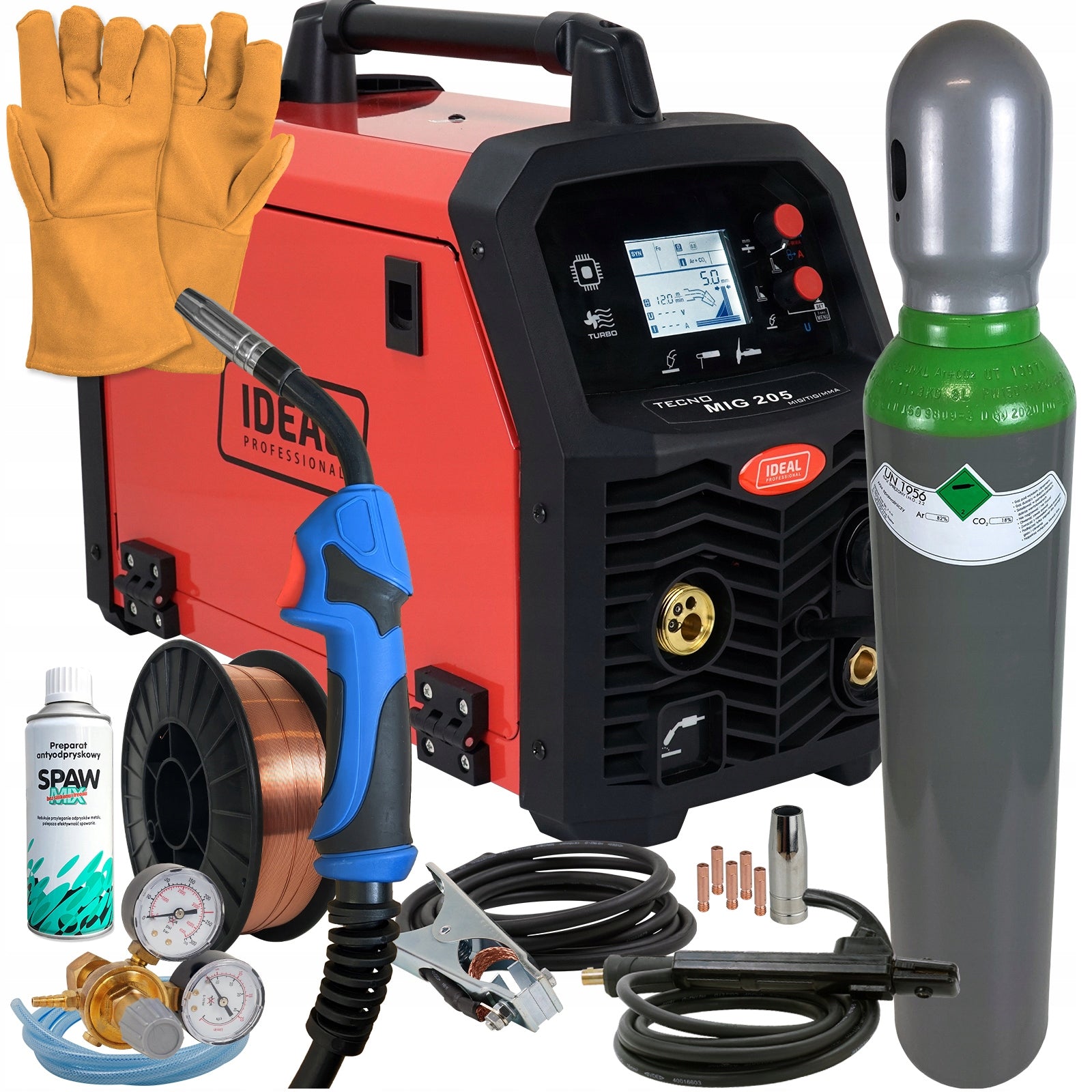 MIG MAG MIGOMAT MIG 200A ALU Synergy LCD 230V IDEAL SET 3in1