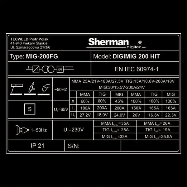 MIGOMAT Sherman Digimig 200 HIT MIG MMA TIG LIFT 3in1 200A Packaging status original