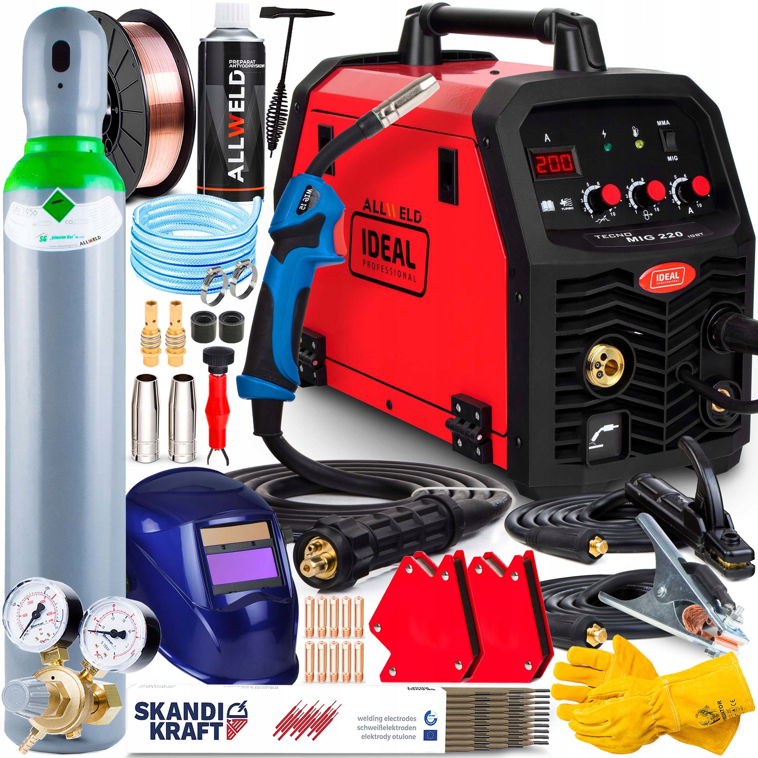 MIGOMAT WELDING MACHINE IDEAL TECNO MIG 220 MMA DIGITAL FLUX 220A 230V ALU IGBT