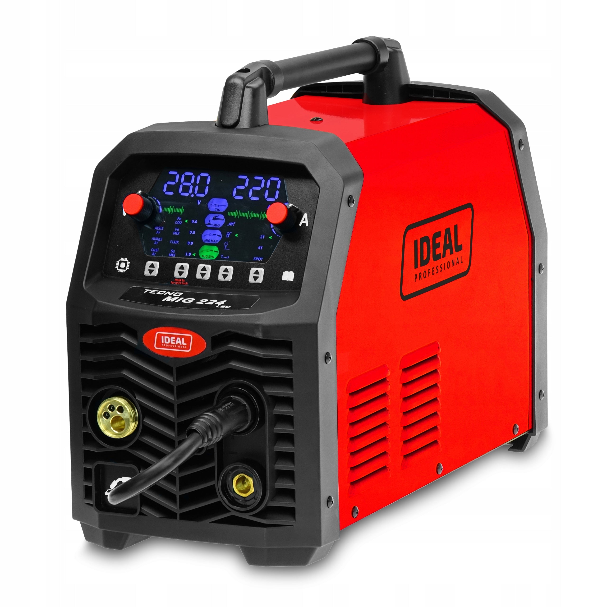 MIGOMAT WELDING MACHINE IDEAL TECNO MIG 224 SYNERGIC LED 4X4 MMA TIG ALUMINIUM Manufacturer code TMIG224LED