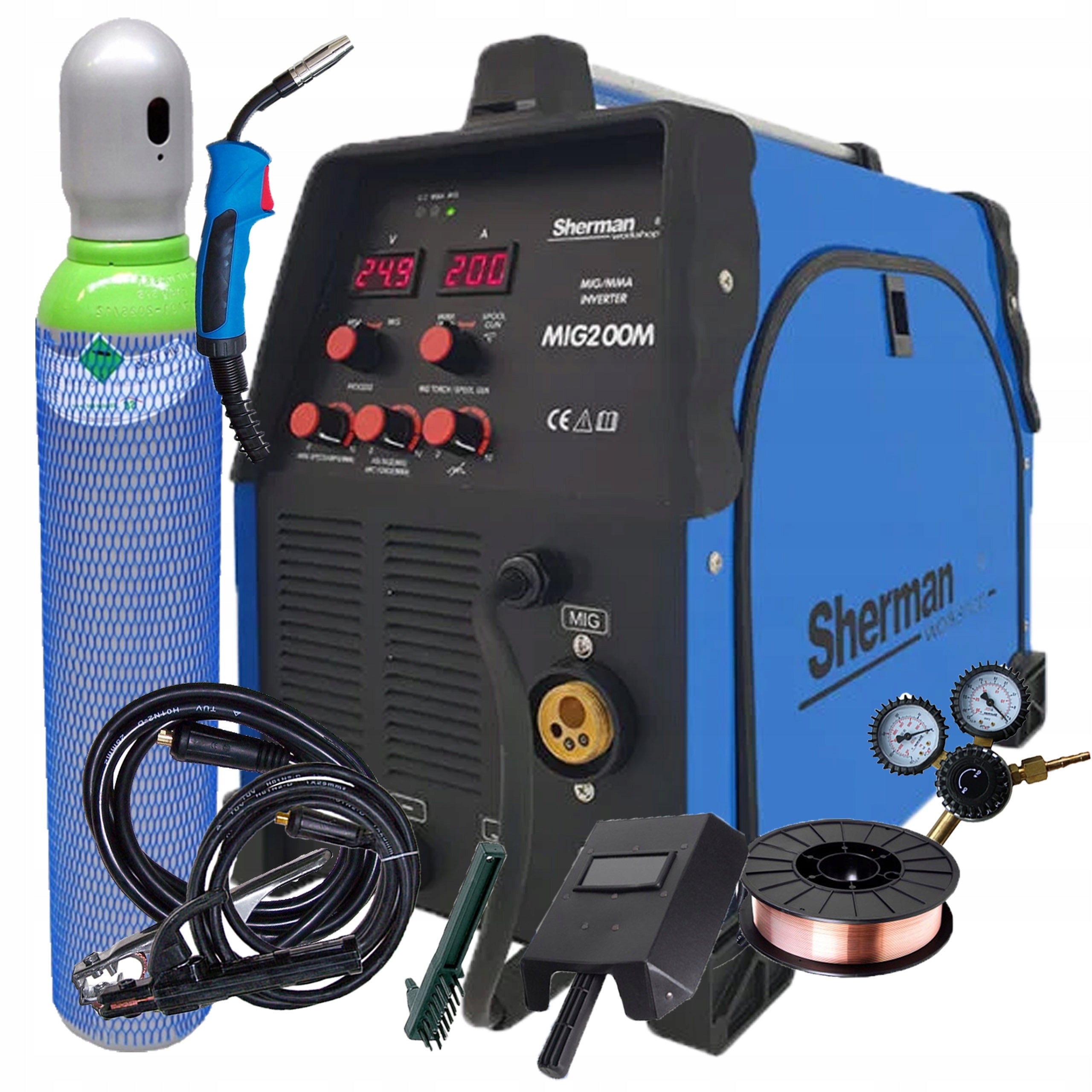MIGOMAT WELDING MACHINE MIG 200M SHERMAN 200A SOLDERING 3IN1 MMA TIG SET