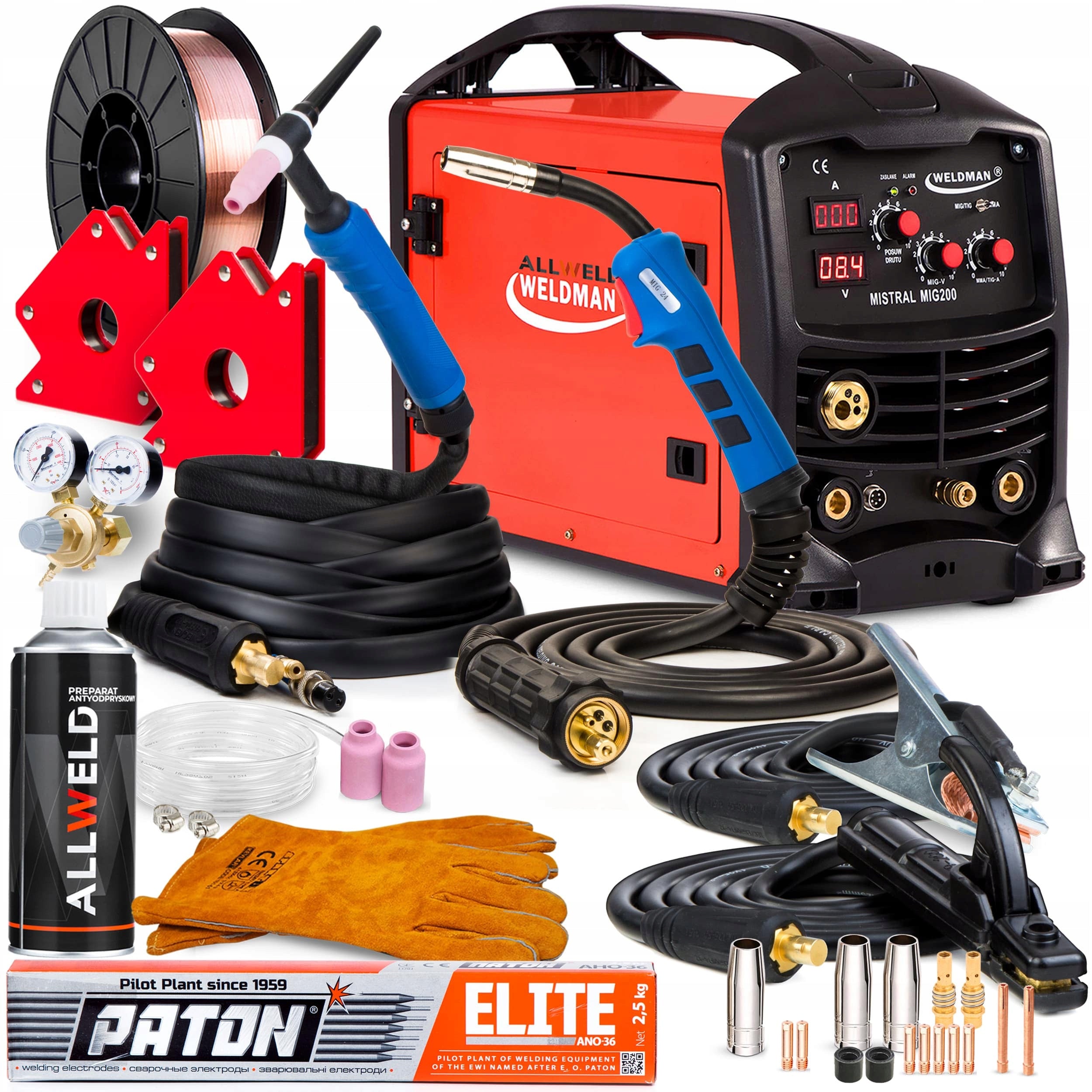 MIGOMAT WELDING MACHINE WELDMAN MISTRAL MIG 200 MAG MMA TIG IGBT ALU 230V 200A 3IN1