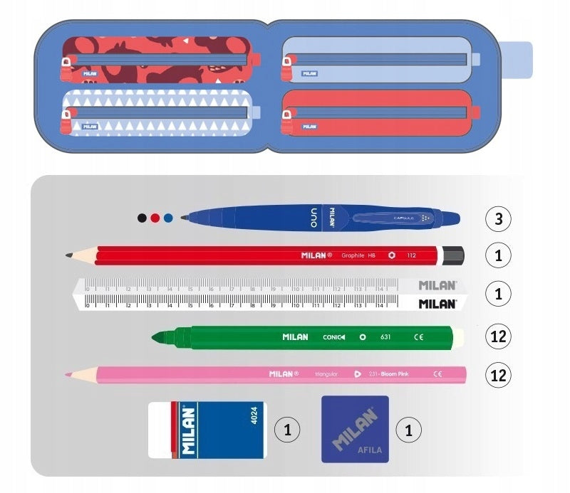 Schulmäppchen mit Zubehör Milan Net & Lit, braun