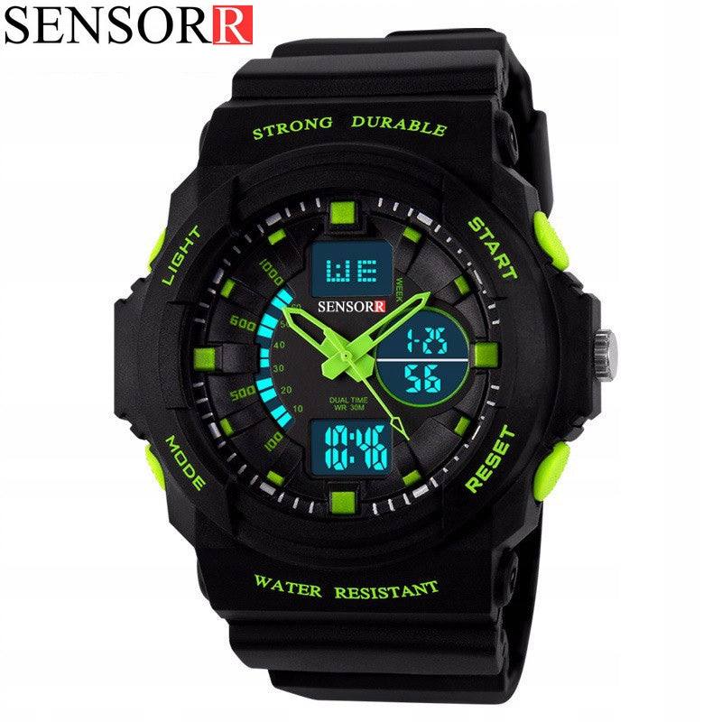 MILITARY CHILDREN'S WATCH FOR BOY S-SHOCK LED NEW MODEL 2025 SENSORR Model Sportowy zegarek dziecięcy analogowo cyfrowy S203