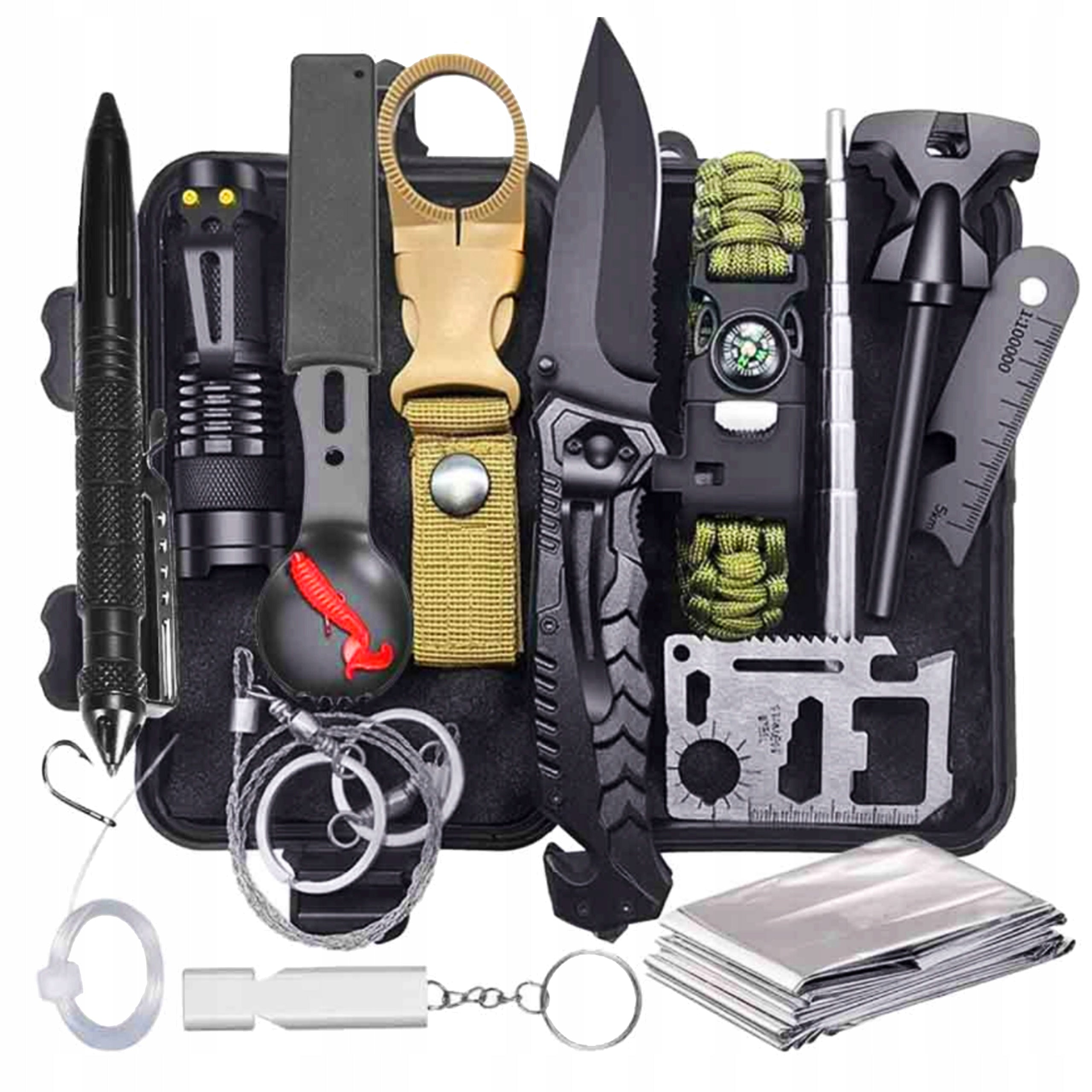 MILITARY SURVIVAL MEGA SURVIVAL KIT 32in1 Knives Pocket Knife Compass