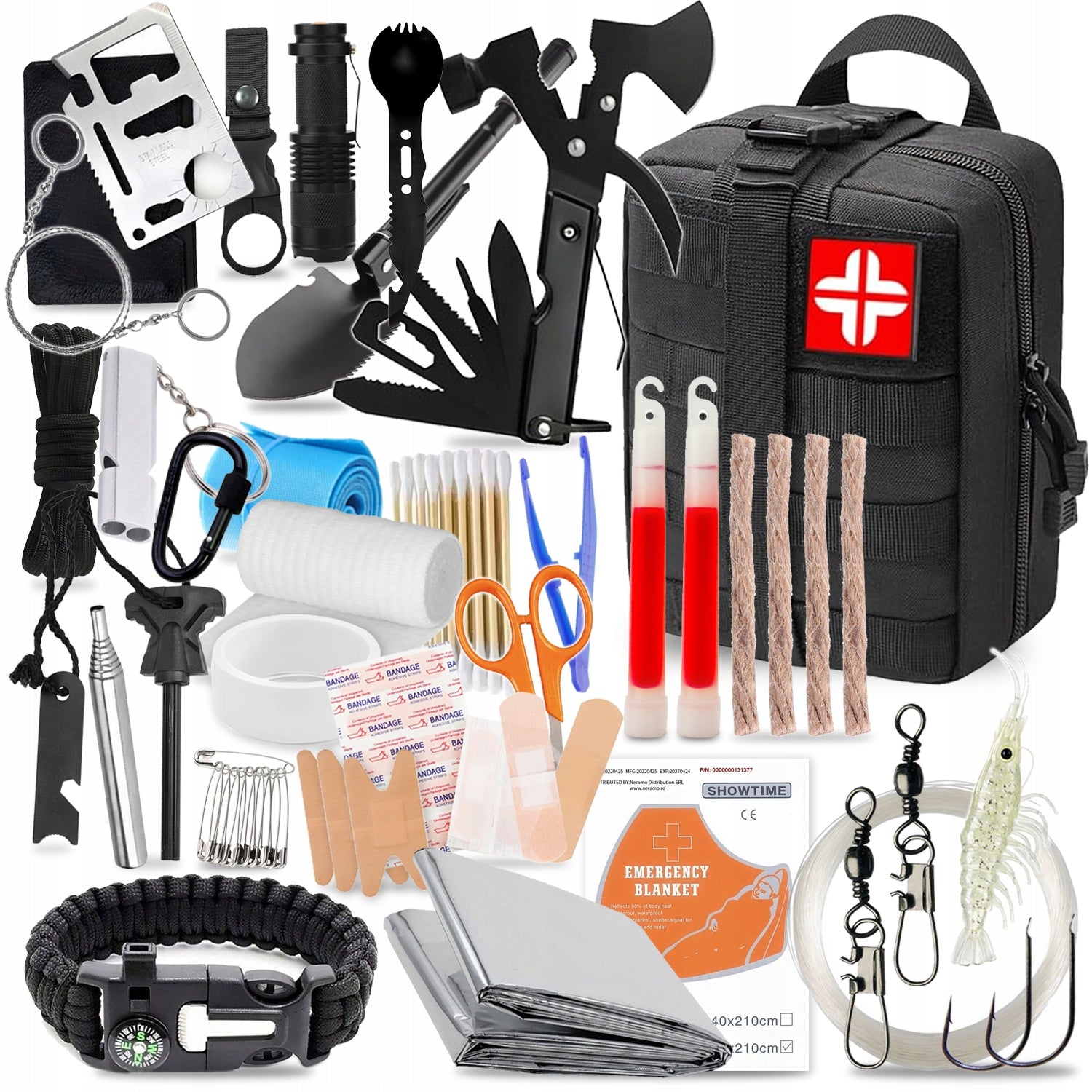 MILITARY SURVIVAL MULTITOOL KIT SURVIVAL ESSENTIALS 216in1 FIRST AID KIT